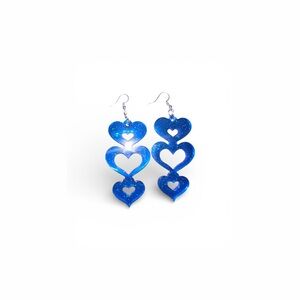 Blue Heart Drop Earrings